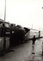 Abfahrbereiter Zug in Bad Doberan, vor 1989