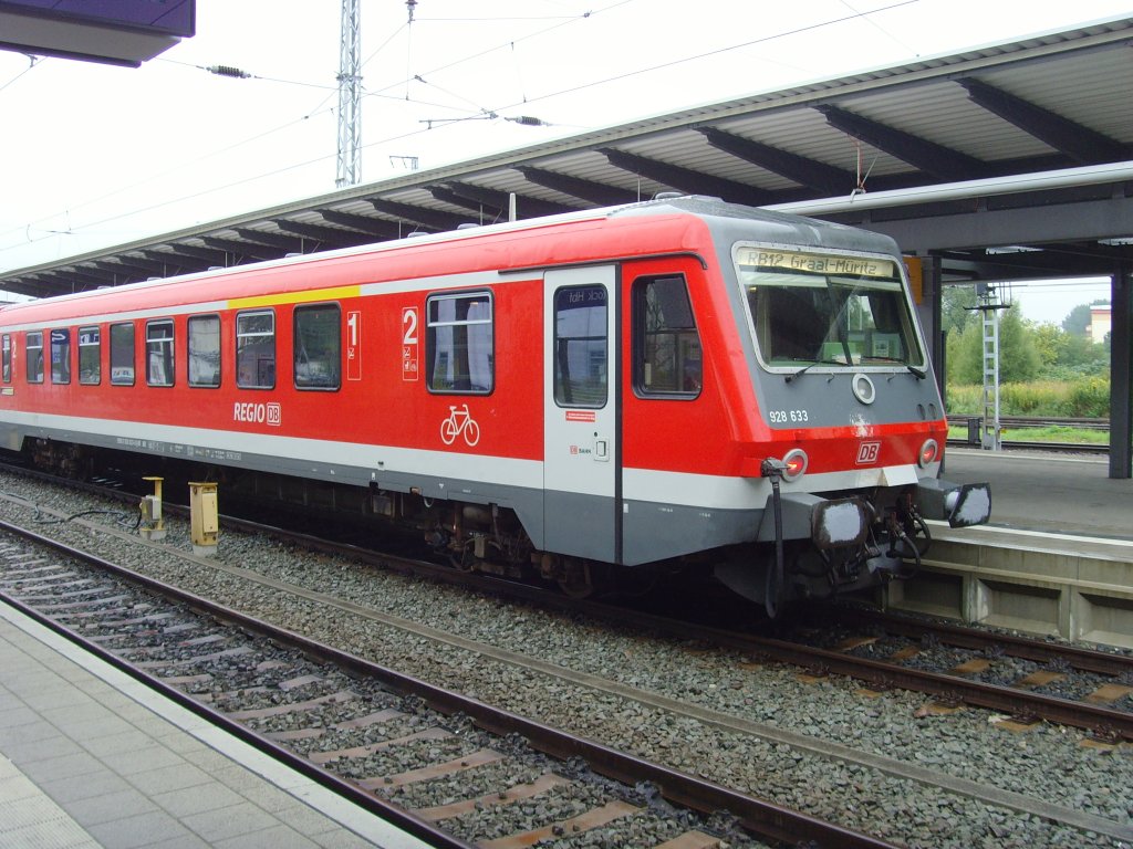 BR 628 als RB 12 in Rostock Hbf, 2010